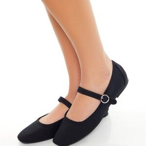 Forever 21 Black Canvas Mary Jane Ballet Flats